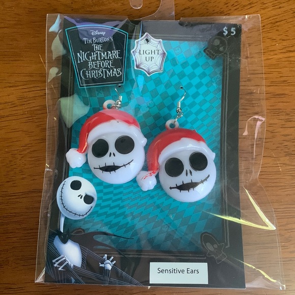 Disney Jewelry - Disney Tim Burton’s The Nightmare Before Christmas light up earrings. Brand New.